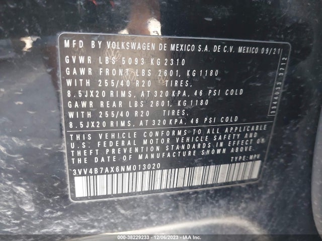 3VV4B7AX6NM013020 Volkswagen Tiguan 2.0t Sel R-line