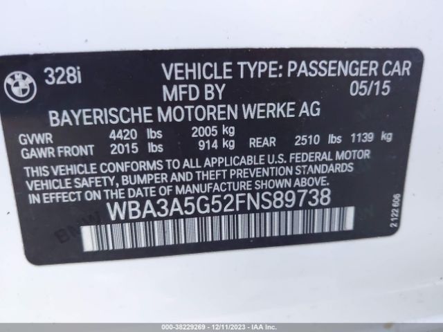 WBA3A5G52FNS89738 BMW 3 Series 328i