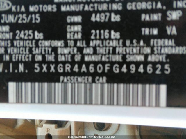 5XXGR4A60FG494625 KIA Optima Sx Turbo