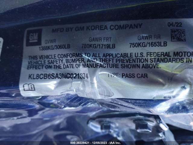 Chevrolet Spark Fwd Ls Automatic 2022 KL8CB6SA3NC021374 Image 9