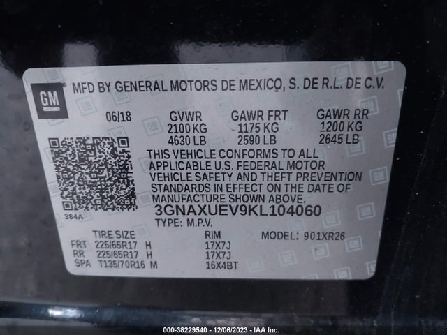 Chevrolet EQUINOX LT 2019 3GNAXUEV9KL104060 Image 9