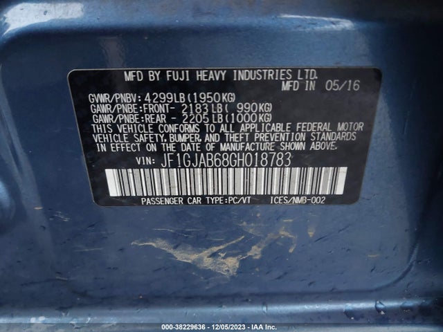 JF1GJAB68GH018783 Subaru Impreza 2.0i Premium