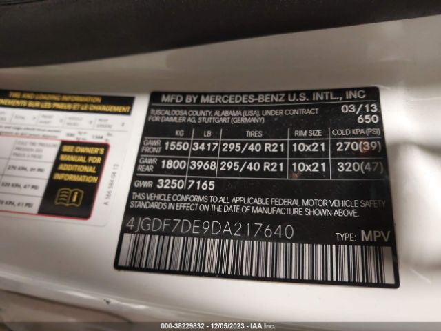 2013 MERCEDES-BENZ GL 550 4JGDF7DE9DA217640 Photo 8