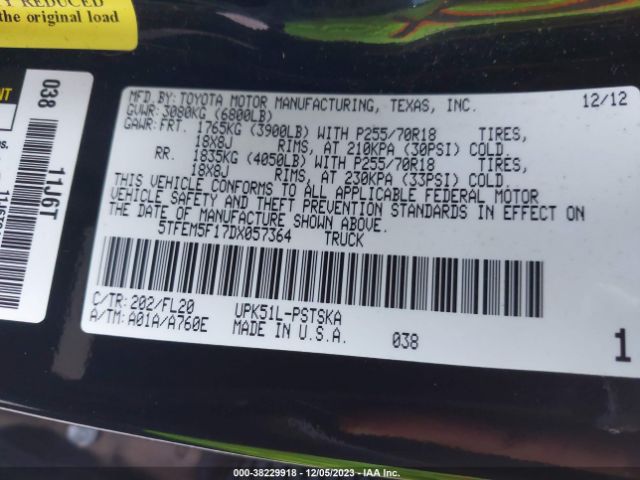 2013 TOYOTA TUNDRA 2WD TRUCK 5TFEM5F17DX057364 Photo 8