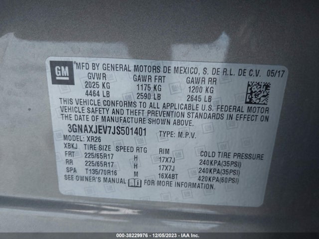 Chevrolet EQUINOX LT 2018 3GNAXJEV7JS501401 Image 9
