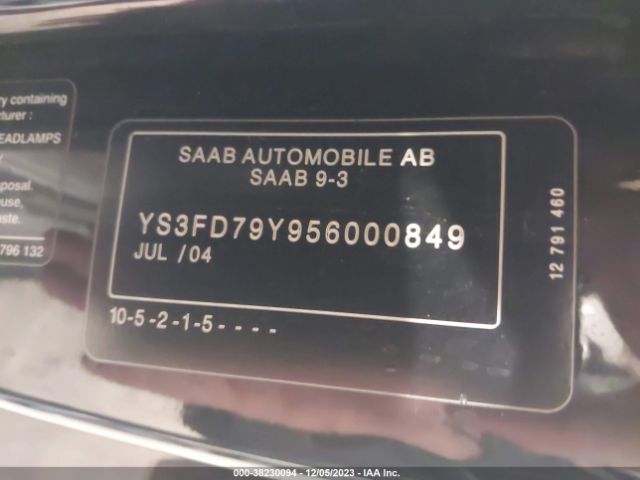 2005 SAAB 9-3 YS3FD79Y956000849 Photo 8