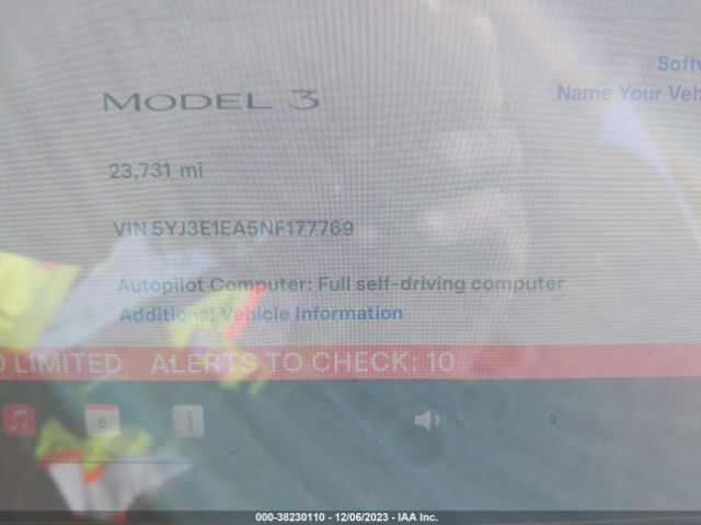 5YJ3E1EA5NF177769 Tesla Model 3 Rear-wheel Drive