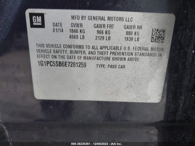 Chevrolet Cruze 1lt 2014 1G1PC5SB6E7281259 Image 9