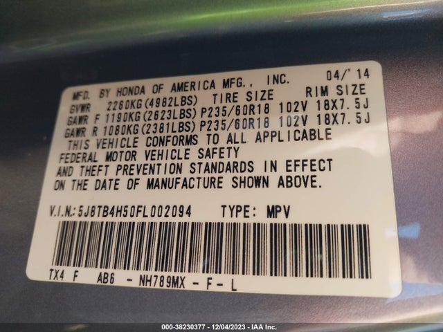 Acura RDX 2015 5J8TB4H50FL002094 Image 9