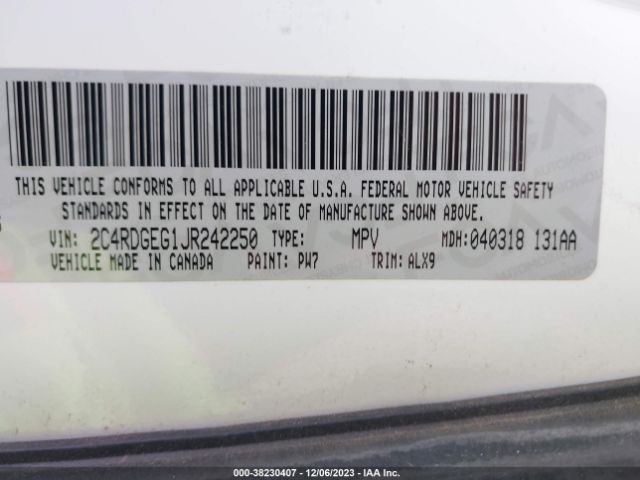 2C4RDGEG1JR242250 Dodge Grand Caravan Gt