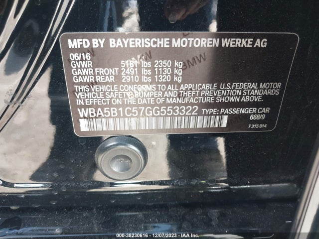 BMW 535i 2016 WBA5B1C57GG553322 Image 9