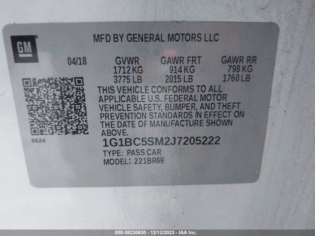Chevrolet Cruze Ls Auto 2018 1G1BC5SM2J7205222 Image 9