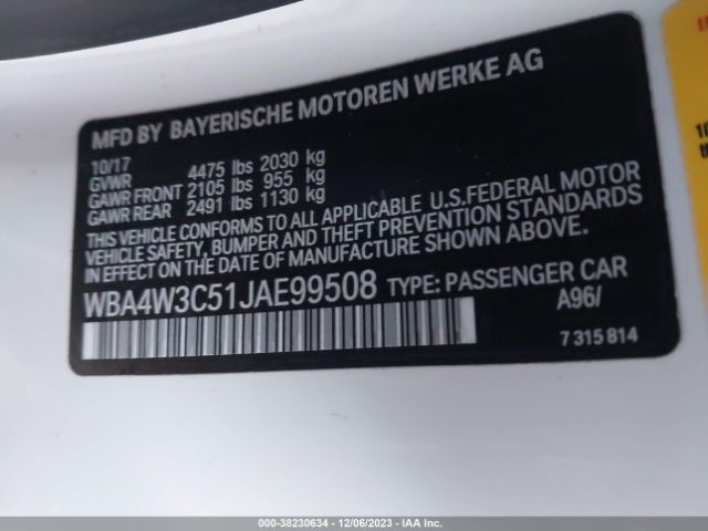 WBA4W3C51JAE99508 BMW 430I