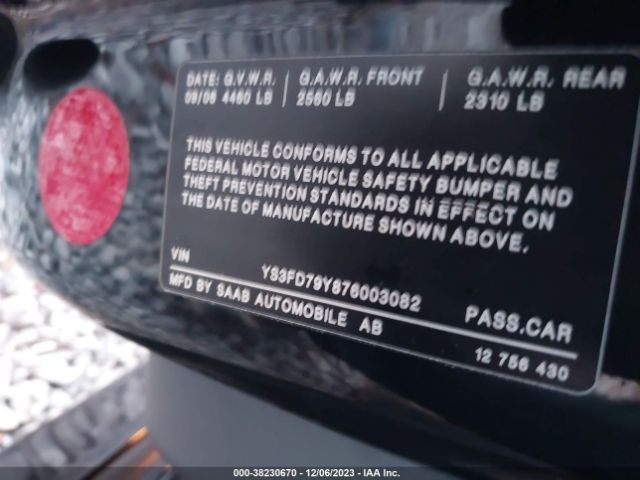 2007 SAAB 9-3 YS3FD79Y876003082 Photo 8
