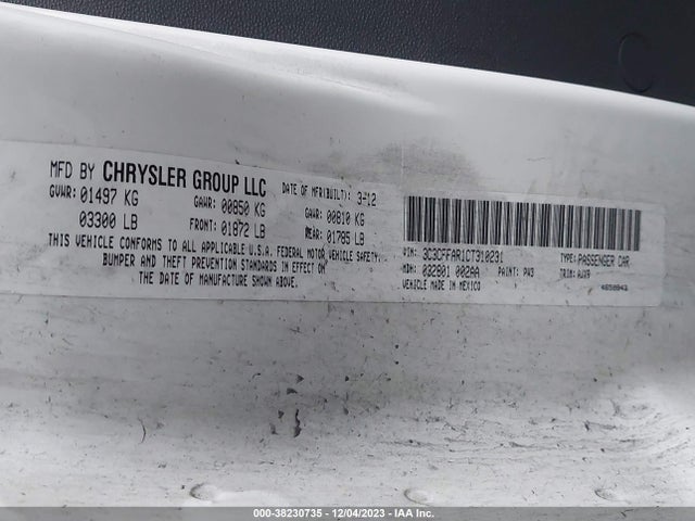 2012 FIAT 500 3C3CFFAR1CT310231 Photo 8