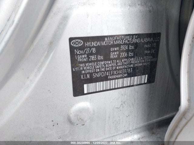 Hyundai ELANTRA SE 2019 5NPD74LF1KH439783 Image 9