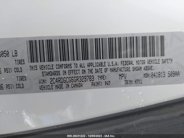 Dodge Grand Caravan Sxt 2016 2C4RDGCG6GR329783 Image 9
