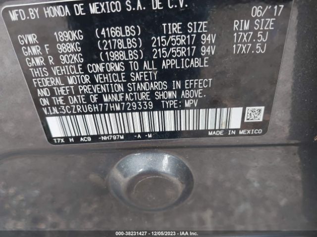 3CZRU6H77HM729339 Honda Hr-v Ex-l