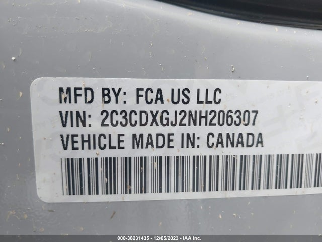 2022 DODGE CHARGER SCAT PACK VIN: 2C3CDXGJ2NH206307