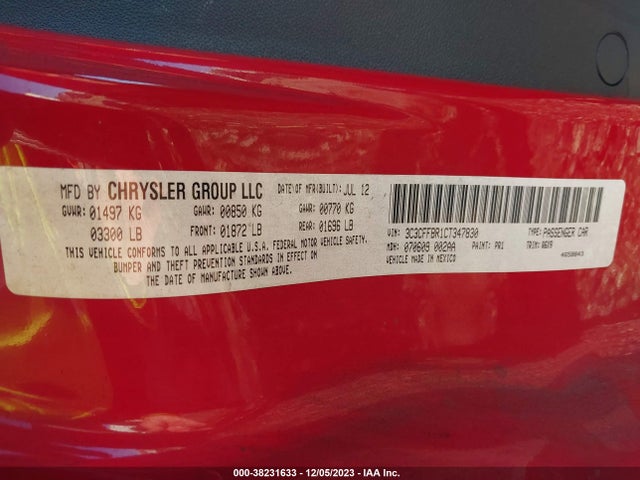 2012 FIAT 500 3C3CFFBR1CT347830 Photo 8