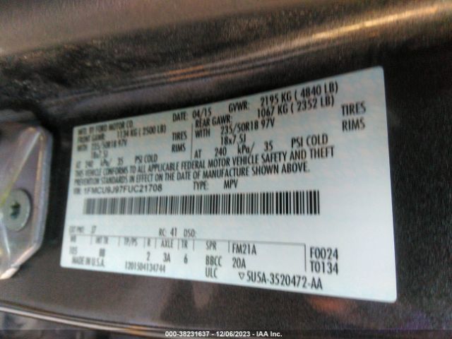 2015 FORD ESCAPE 1FMCU9J97FUC21708 Photo 8