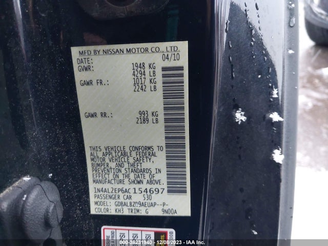 2010 NISSAN ALTIMA 2.5 S VIN: 1N4AL2EP6AC154697