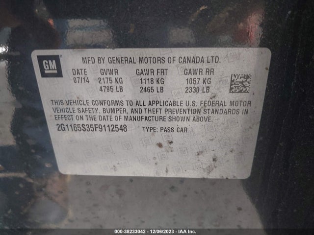 Chevrolet IMPALA LTZ 2015 2G1165S35F9112548 Image 9