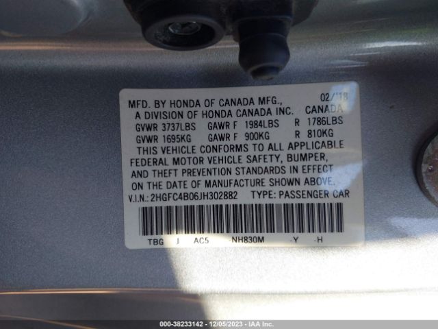 2HGFC4B06JH302882 Honda Civic Lx-p