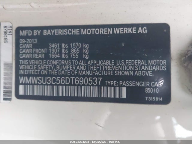 2013 MINI HARDTOP WMWSU3C56DT690537 Photo 8