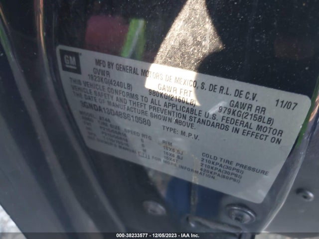 2008 CHEVROLET HHR LS VIN: 3GNDA13D48S610580