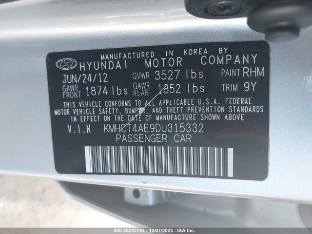 2013 HYUNDAI ACCENT GLS VIN: KMHCT4AE9DU315332