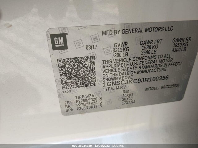 Chevrolet Suburban Premier 2018 1GNSCJKC9JR100356 Image 9
