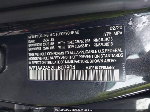 2020 PORSCHE MACAN WP1AA2A52LLB07804 Photo 8