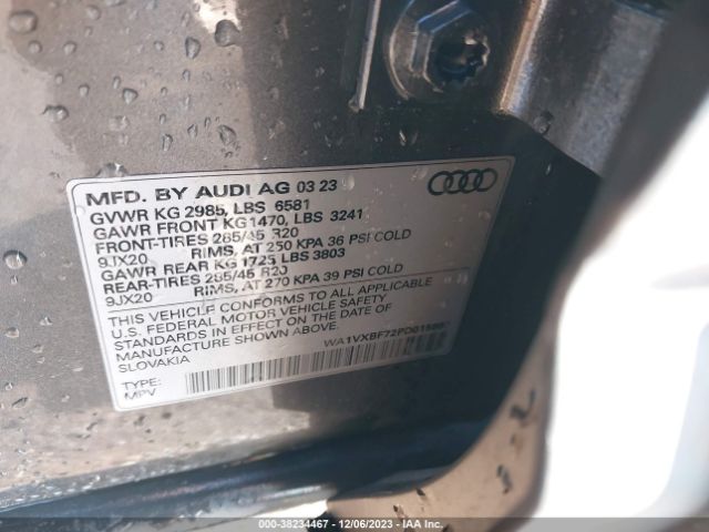 WA1VXBF72PD015887 Audi Q7 Prestige 55 Tfsi Quattro Tiptronic