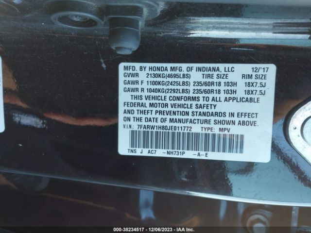 7FARW1H80JE011772 Honda Cr-v Ex-l/ex-l Navi