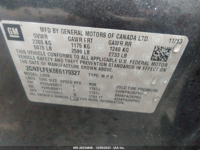 Chevrolet EQUINOX 1LT 2014 2GNFLFEK8E6179327 Image 9