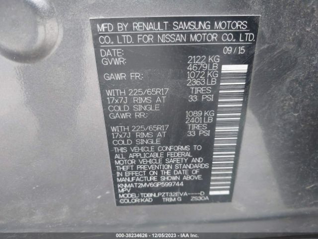 2016 NISSAN ROGUE KNMAT2MV6GP599744 Photo 8