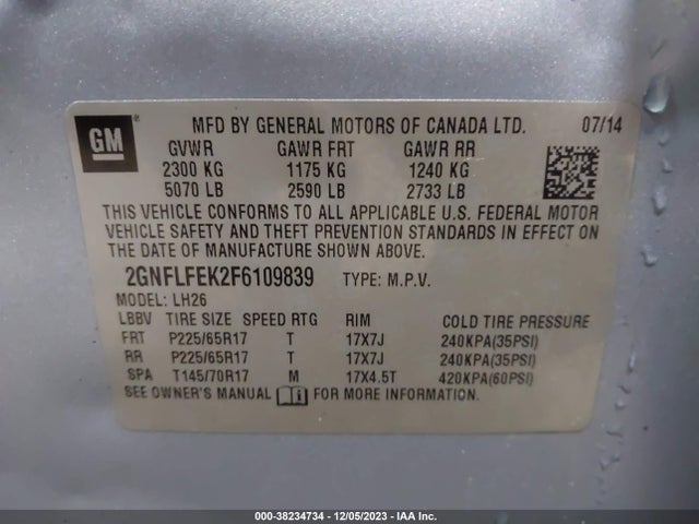 Chevrolet EQUINOX 1LT 2015 2GNFLFEK2F6109839 Image 9