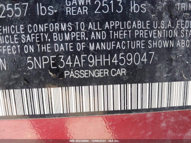 Hyundai Sonata Limited 2017 5NPE34AF9HH459047 Image 9