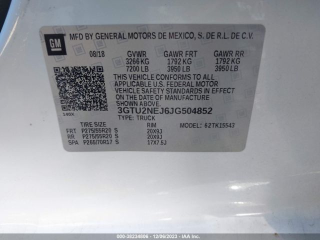 3GTU2NEJ6JG504852 GMC Sierra 1500 Slt