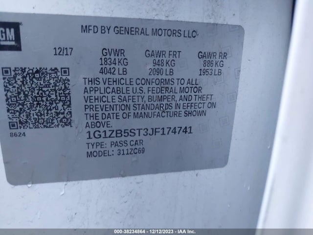 Chevrolet Malibu 1ls 2018 1G1ZB5ST3JF174741 Image 9