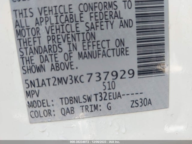 Nissan Rogue Sl 2019 5N1AT2MV3KC737929 Image 9