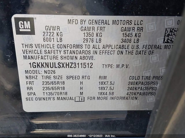 GMC Acadia Slt-1 2017 1GKKNULSXHZ311512 Image 9