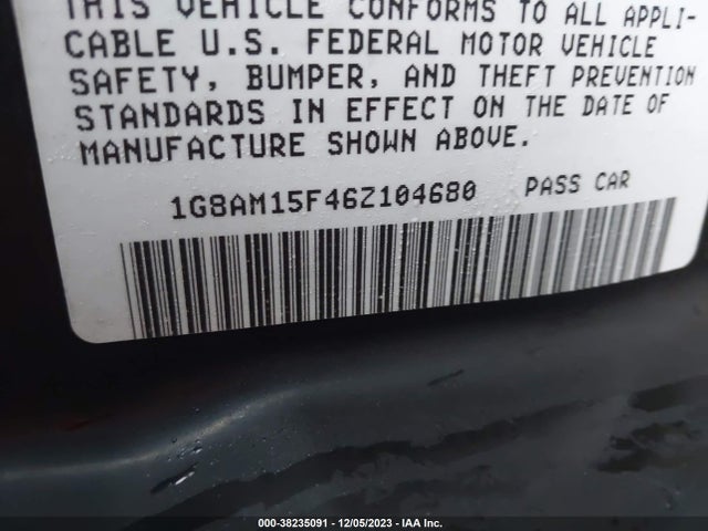 2006 SATURN ION 2 VIN: 1G8AM15F46Z104680