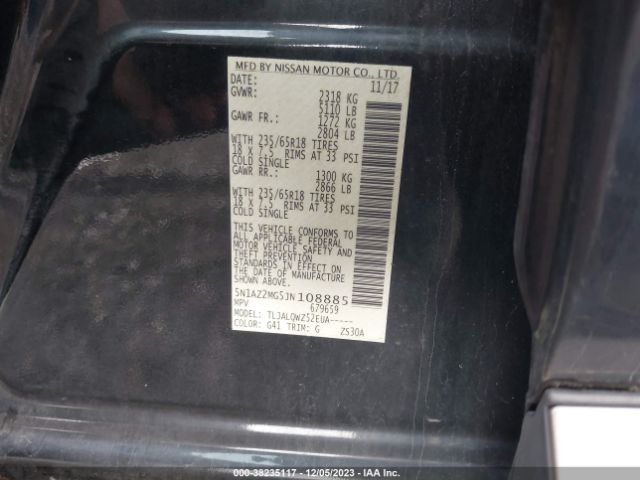 5N1AZ2MG5JN108885 Nissan MURANO SV