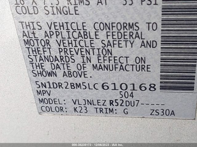 5N1DR2BM5LC610168 Nissan Pathfinder Sv 4wd