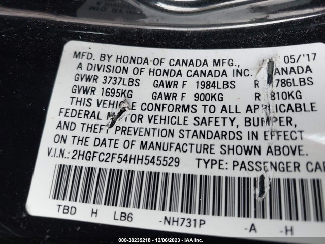 Honda Civic Lx 2017 2HGFC2F54HH545529 Image 9
