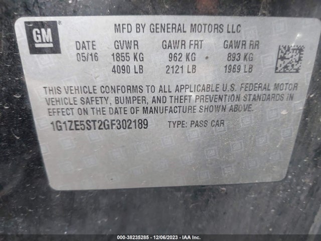 Chevrolet MALIBU 1LT 2016 1G1ZE5ST2GF302189 Image 9