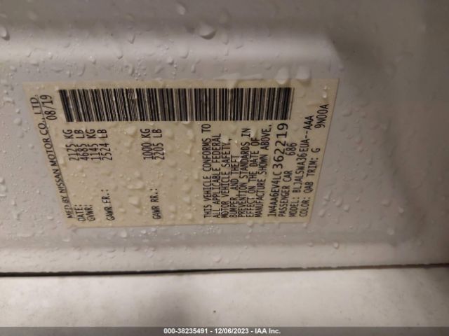 1N4AA6EV4LC362219 Nissan Maxima Sr Xtronic Cvt