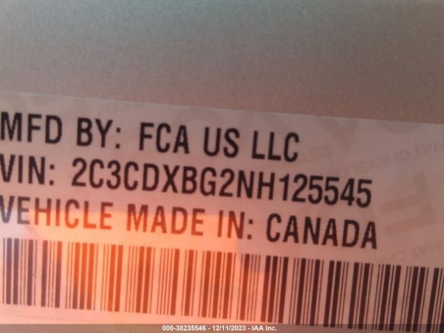 2C3CDXBG2NH125545 Dodge Charger Sxt Rwd